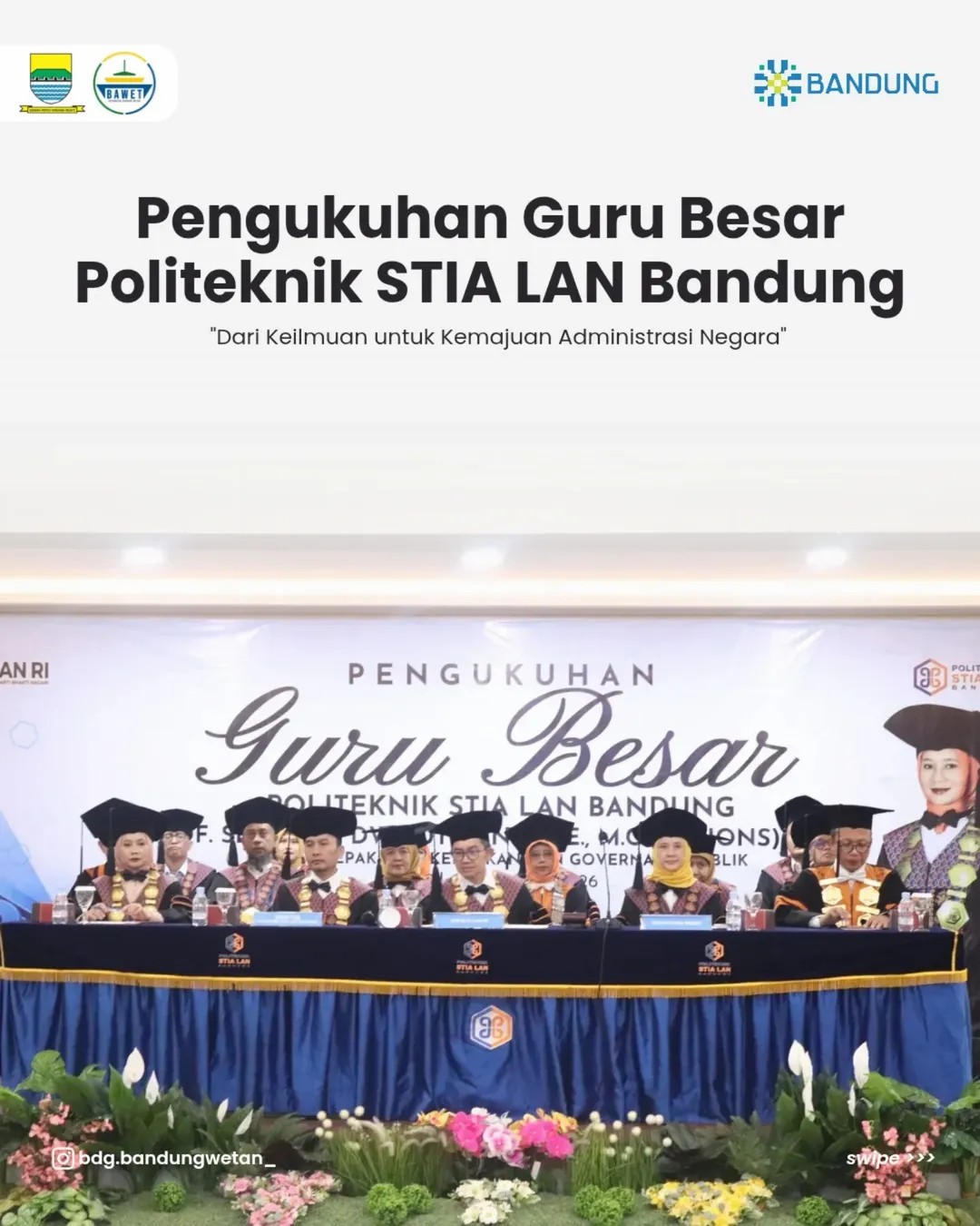 Read more about the article Pengukuhan Guru Besar Politeknik STIA LAN Bandung